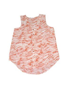 Maurices Womens Zebra Print Sleeveless Blouse-Orange/White-Size M-GUC